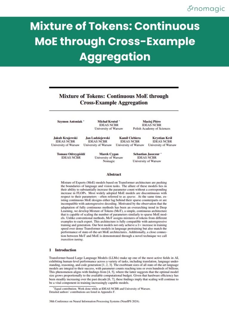 research covers mixture of tokens continuous moe through cross example aggregation